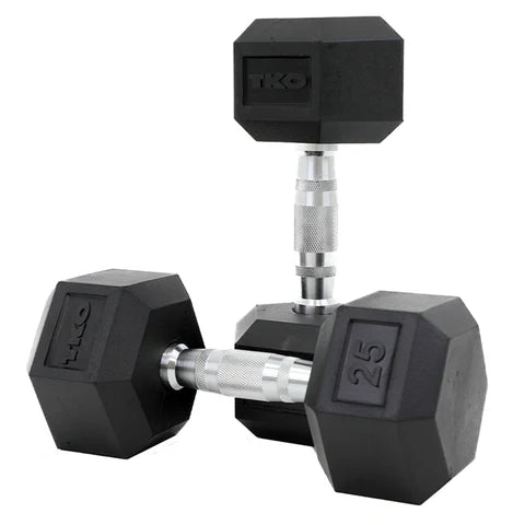 TKO RUBBER HEX DUMBELL W/ CHROME CONTOURED GRIP