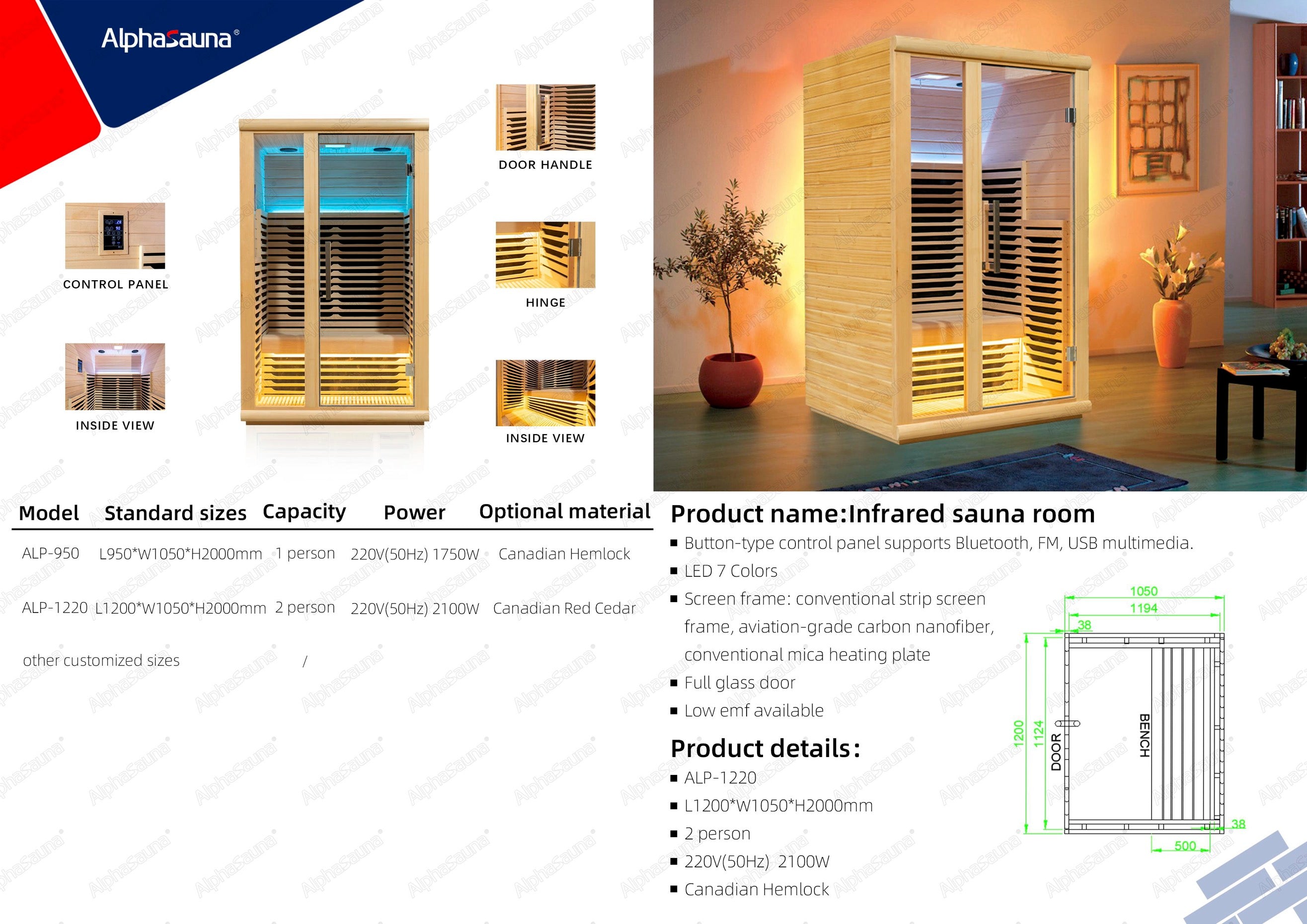 AlphaSauna- HemLock Infrared Sauna ALP-950