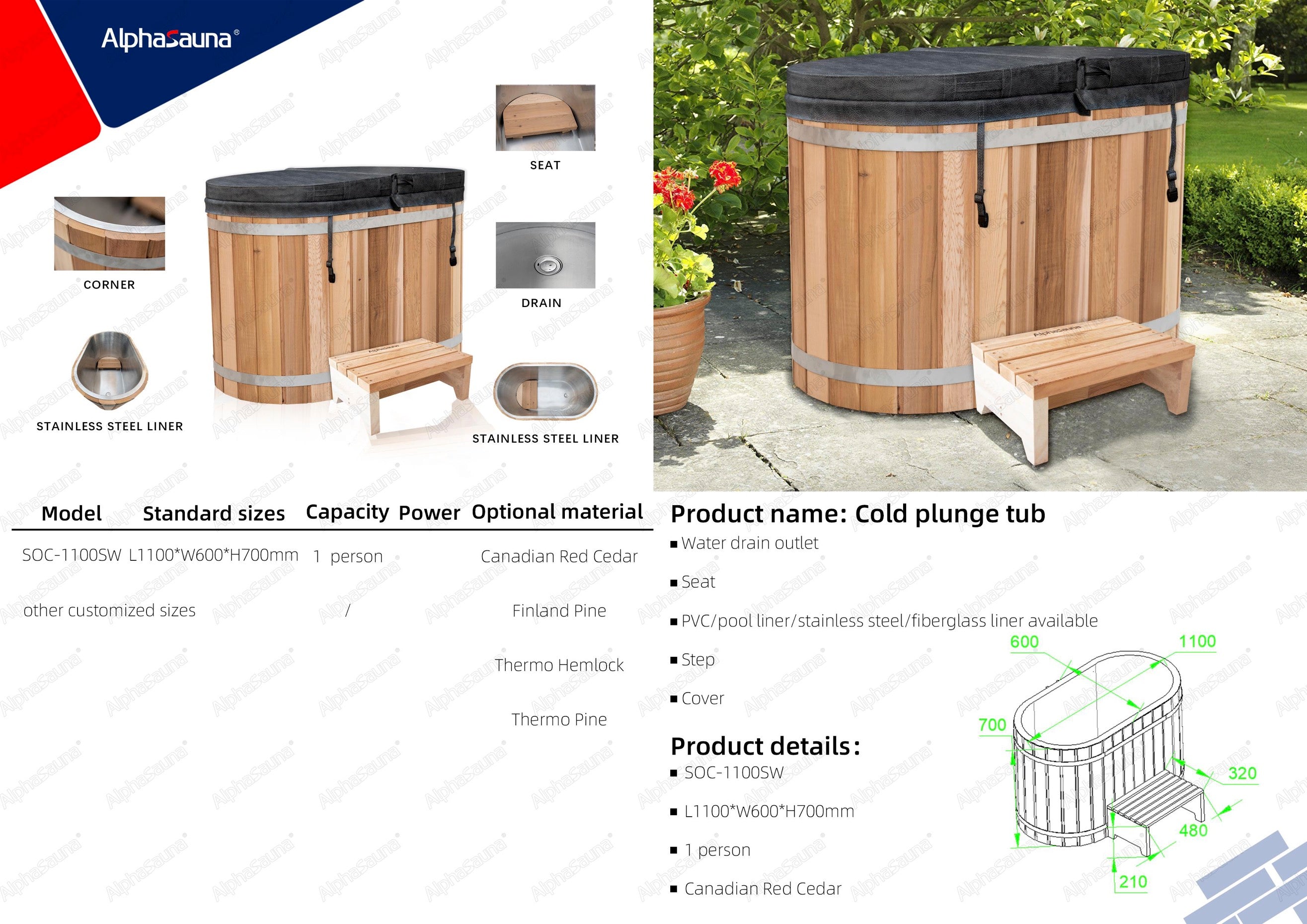 AlphaSauna Cold Plunge SOC-1100SW