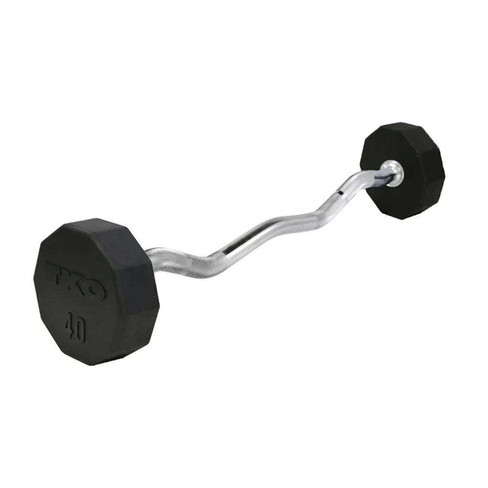 TKO 10-SIDED FIXED CURL BAR (RUBBER)