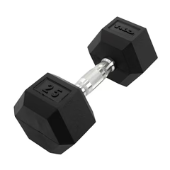 TKO RUBBER HEX DUMBELL W/ CHROME CONTOURED GRIP